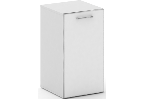 Шкаф узкий низкий левый (со стеклом) Квентин, цвет белый бриллиант