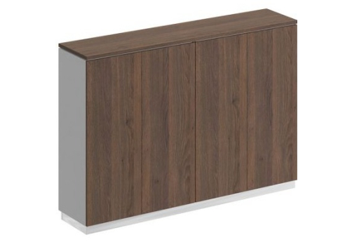 Шкаф для документов закрытый средний Римини, цвет дуб темный + белый + дуб темный