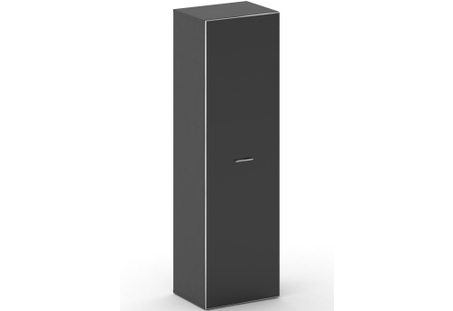 Гардероб узкий со стеклом Милтон, цвет базальт