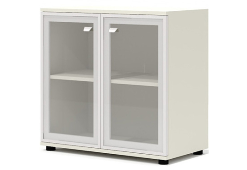 Шкаф низкий широкий со стеклом Джерси, цвет бежевый