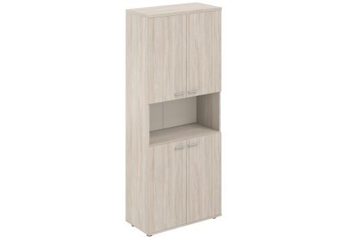Шкаф высокий с нишей 4 двери с задней стенкой HDF Индиго Вуд, цвет дуб светлый