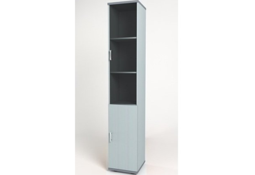 Шкаф высокий узкий (3 полки под стеклом), цвет серый