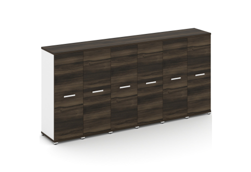 Шкаф шесть узких секций 3 ниши (6 фасадов ЛДСП, 3 ниши) Динен, цвет дуб мали-белый