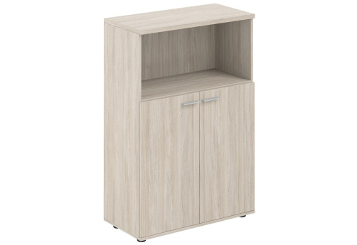 Шкаф средний с нишей 2 двери с задней стенкой ЛДСП 16 мм Индиго Вуд, цвет дуб светлый