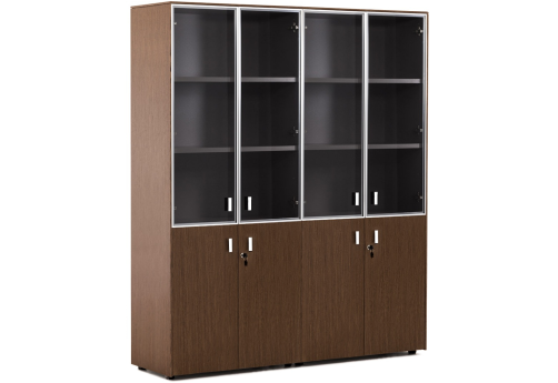 Шкаф комбинированный, цвет орех + хром