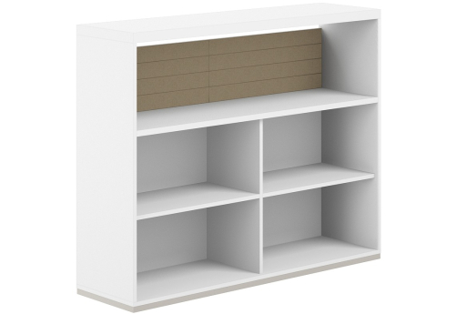 Стеллаж-комбо 1-сторонний с топом с экраном тканевым низким Фламинго, цвет белый + бежевый