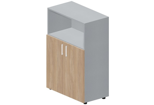 Шкаф средний с открытой полкой Кристо Директ, цвет светлый дуб + титан