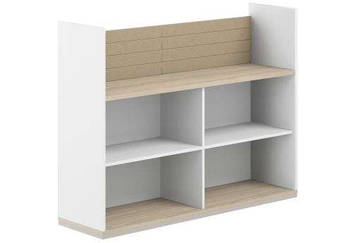 Стеллаж-комбо 1-сторонний с экраном тканевым низким Фламинго, цвет белый + акация + бежевый