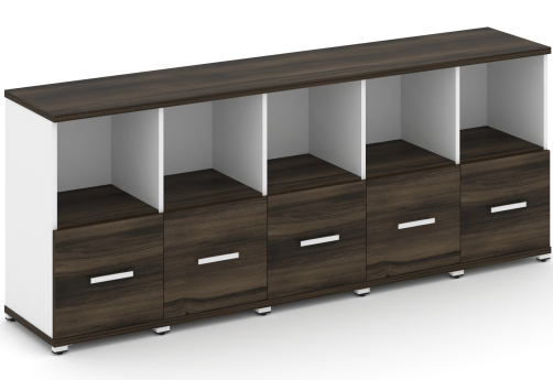 Шкаф пять узких секций 2 ниши (5 фасадов ЛДСП, 1 ниша) Динен, цвет дуб мали-белый