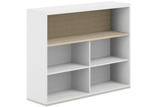 Стеллаж-комбо 1-сторонний с топом с экраном тканевым высоким Фламинго, цвет белый + акация + бежевый