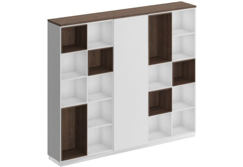 Шкаф открытый Римини, цвет дуб темный + белый + белый
