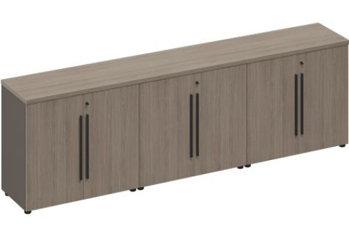 Шкаф для документов низкий закрытый (стенка из 3 шкафов) Британия, цвет дуб + серый