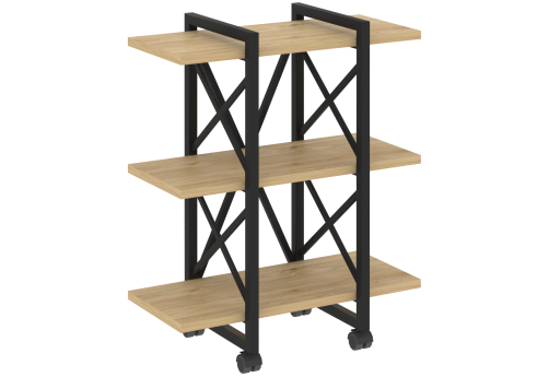 Стеллаж на колесных опорах Европа, цвет тиквуд светлый + черный
