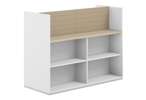 Стеллаж-комбо 2-сторонний с экраном тканевым высоким Фламинго, цвет белый + акация + бежевый