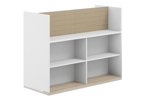 Стеллаж-комбо 2-сторонний с экраном тканевым высоким Фламинго, цвет белый + акация + бежевый