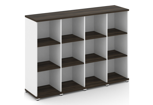 Стеллаж четыре узкие секции 3 ниши Динен, цвет дуб мали-белый