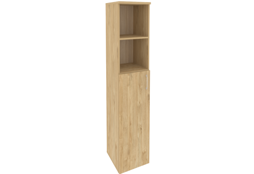Шкаф высокий узкий левый (2 открытые полки), цвет тиквуд светлый