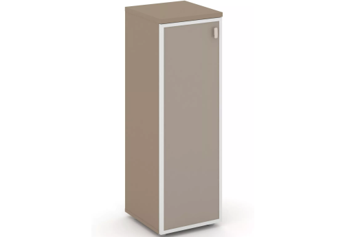 Шкаф средний узкий левый с высоким стеклом лакобель, цвет латте