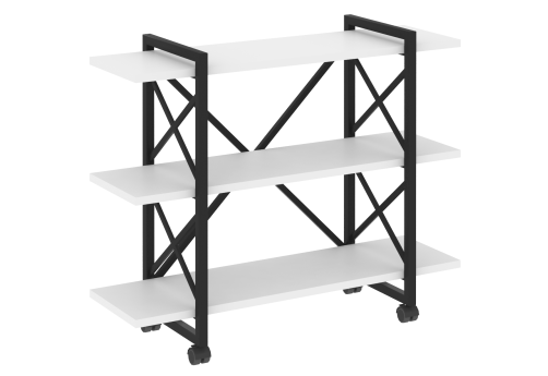Стеллаж на колесных опорах Европа, цвет белый бриллиант + черный