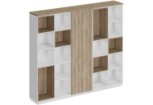 Шкаф открытый Римини, цвет дуб светлый + белый + дуб светлый