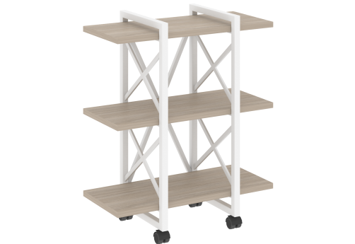 Стеллаж на колесных опорах Европа, цвет дуб аттик + белый
