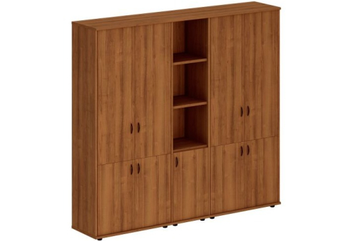 Шкаф комбинированный высокий (закрытый + полузакрытый узкий + закрытый) Мансберг, цвет орех