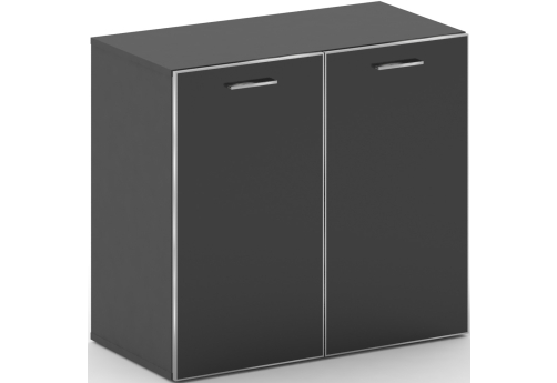 Шкаф широкий низкий со стеклом Милтон, цвет базальт