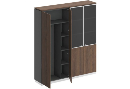 Шкаф комбинированный гардероб с полками Римини, цвет дуб темный + антрацит + дуб темный