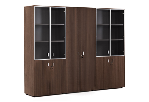 Шкаф комбинированный х 2 с гардеробом, цвет эвкалипт темный + хром