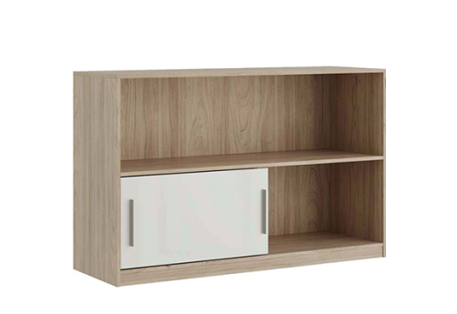 Стеллаж низкий с глянцевым фасадом Виенсо, цвет вяз + белый