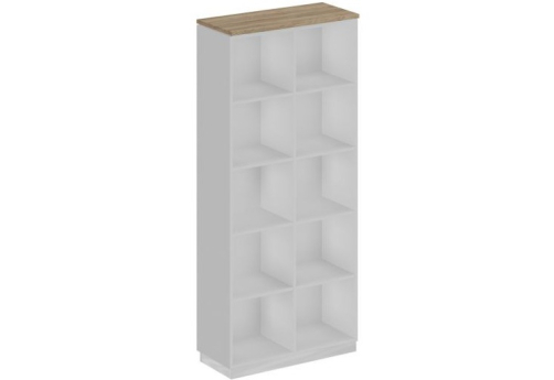 Стеллаж высокий двухрядный Римини, цвет дуб светлый + белый
