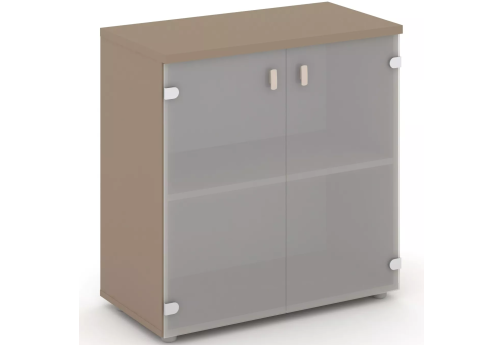 Шкаф низкий широкий со стеклом, цвет латте