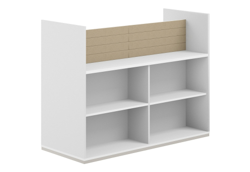 Стеллаж-комбо 2-сторонний с экраном тканевым низким Фламинго, цвет белый + бежевый