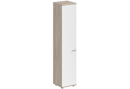 Шкаф высокий с задней стенкой HDF левый Индиго Вуд, цвет дуб светлый + белый