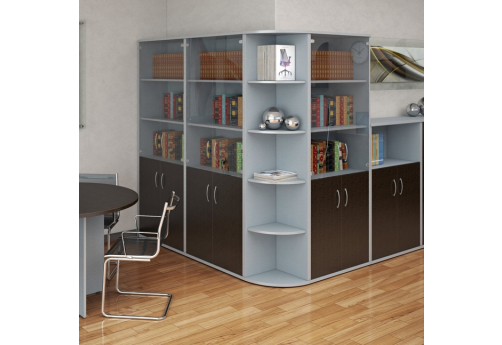 Группа шкафов Комби Венге, цвет венге + металлик