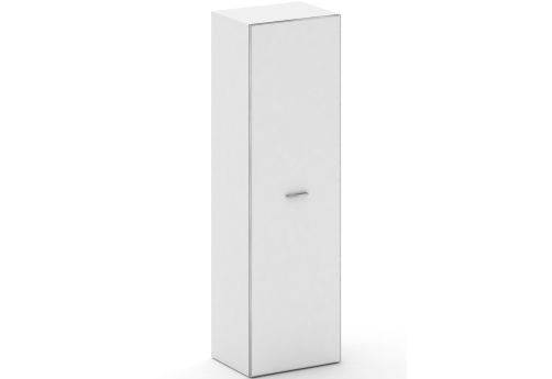 Шкаф узкий высокий со стеклом Милтон, цвет белый бриллиант