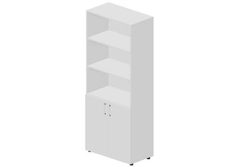 Шкаф высокий (3 открытые полки) Кристо Директ, цвет белый + белый