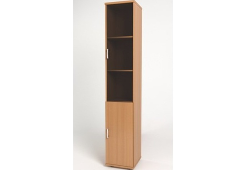 Шкаф высокий узкий (3 полки под стеклом), цвет бук