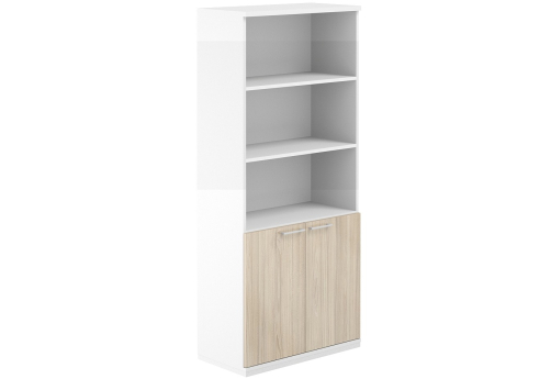 Шкаф 5 уровней полуоткрытый Фламинго, цвет белый + акация