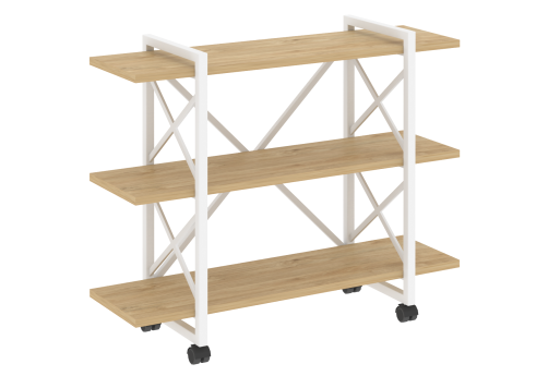 Стеллаж на колесных опорах Европа, цвет тиквуд светлый + белый