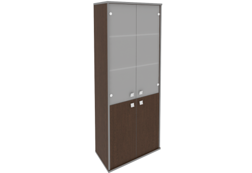 Шкаф высокий широкий (3 полки под стеклом), цвет венге