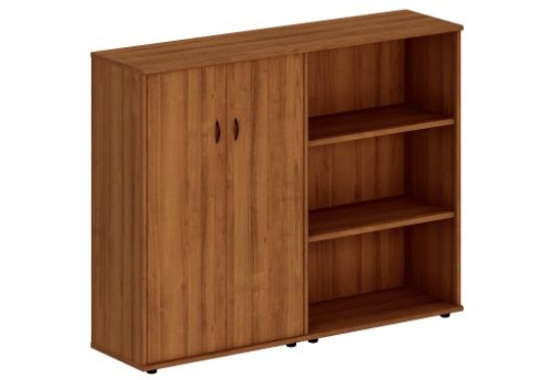 Шкаф комбинированный средний (закрытый + стеллаж) Мансберг, цвет орех