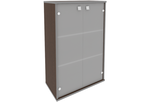 Шкаф средний широкий со стеклом, цвет венге