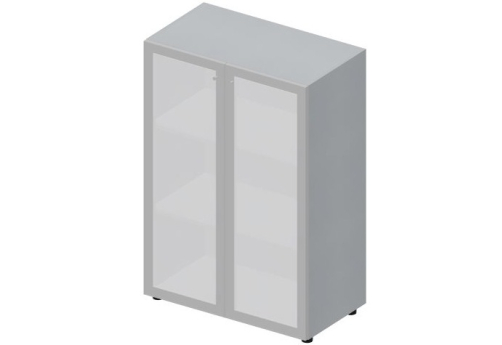 Шкаф средний с матовым стеклом в раме Киви, цвет титан