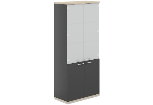 Шкаф 5 уровней со стеклом Фламинго, цвет антрацит + акация