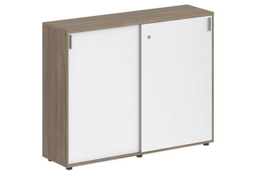 Шкаф-купе средний с замком Индиго Вуд, цвет дуб темный + белый