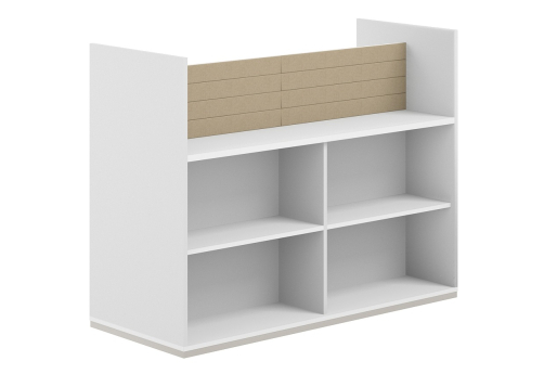 Стеллаж-комбо 2-сторонний с экраном тканевым низким Фламинго, цвет белый + бежевый