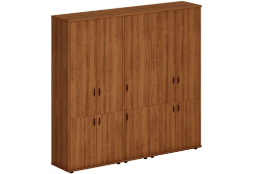 Шкаф комбинированный высокий (закрытый + закрытый узкий 2 двери + закрытый) Мансберг, цвет орех
