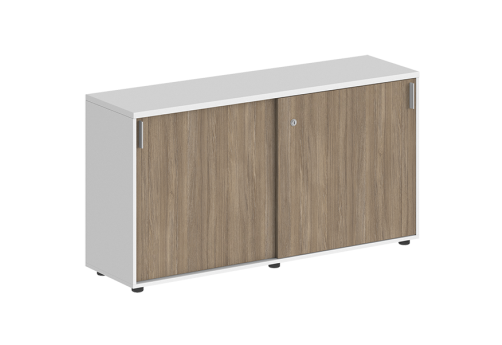 Шкаф-купе низкий с замком Индиго Вуд, цвет белый + дуб темный