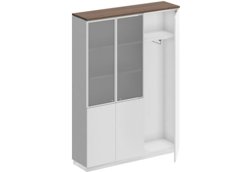 Шкаф комбинированный с гардеробом Римини, цвет дуб темный + белый + белый